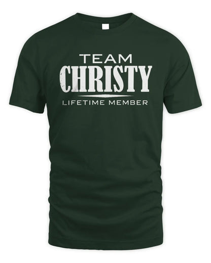 CHRISTY BL62-K4-128 - Personalized “Team NAME Lifetime Member” - Unisex Standard T-Shirt - Forest Green