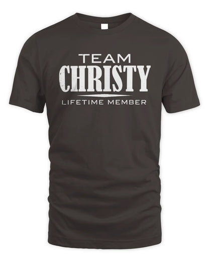 CHRISTY BL62-K4-128 - Personalized “Team NAME Lifetime Member” - Unisex Standard T-Shirt - Dark Chocolate