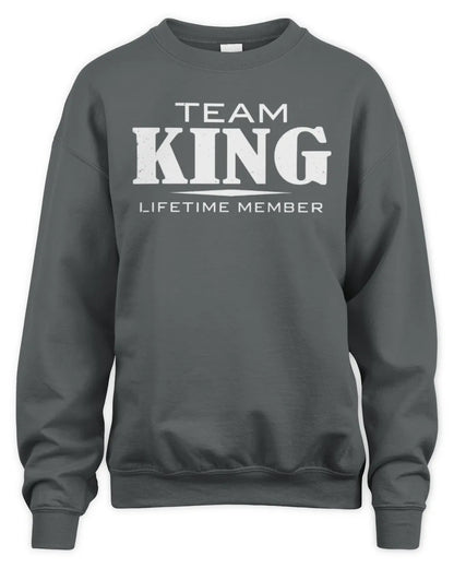 KING BL62-K4-128 - Personalized “Team NAME Lifetime Member” - Unisex Sweatshirt - Charcoal