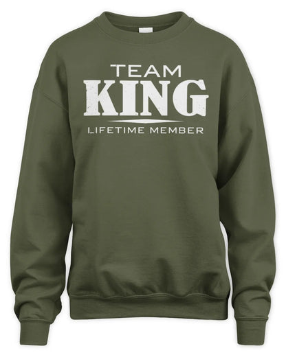KING BL62-K4-128 - Personalized “Team NAME Lifetime Member” - Unisex Sweatshirt - Military Green