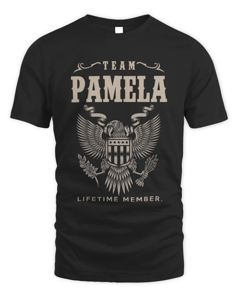 PAMELA TP06-K82 – Personalized Classic Style Apparel “Team NAME Lifetime Member” - Unisex Standard T-Shirt - Black