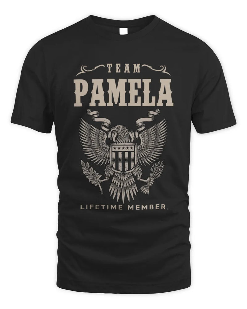 PAMELA TP06-K82 – Personalized Classic Style Apparel “Team NAME Lifetime Member” - Unisex Standard T-Shirt - Black