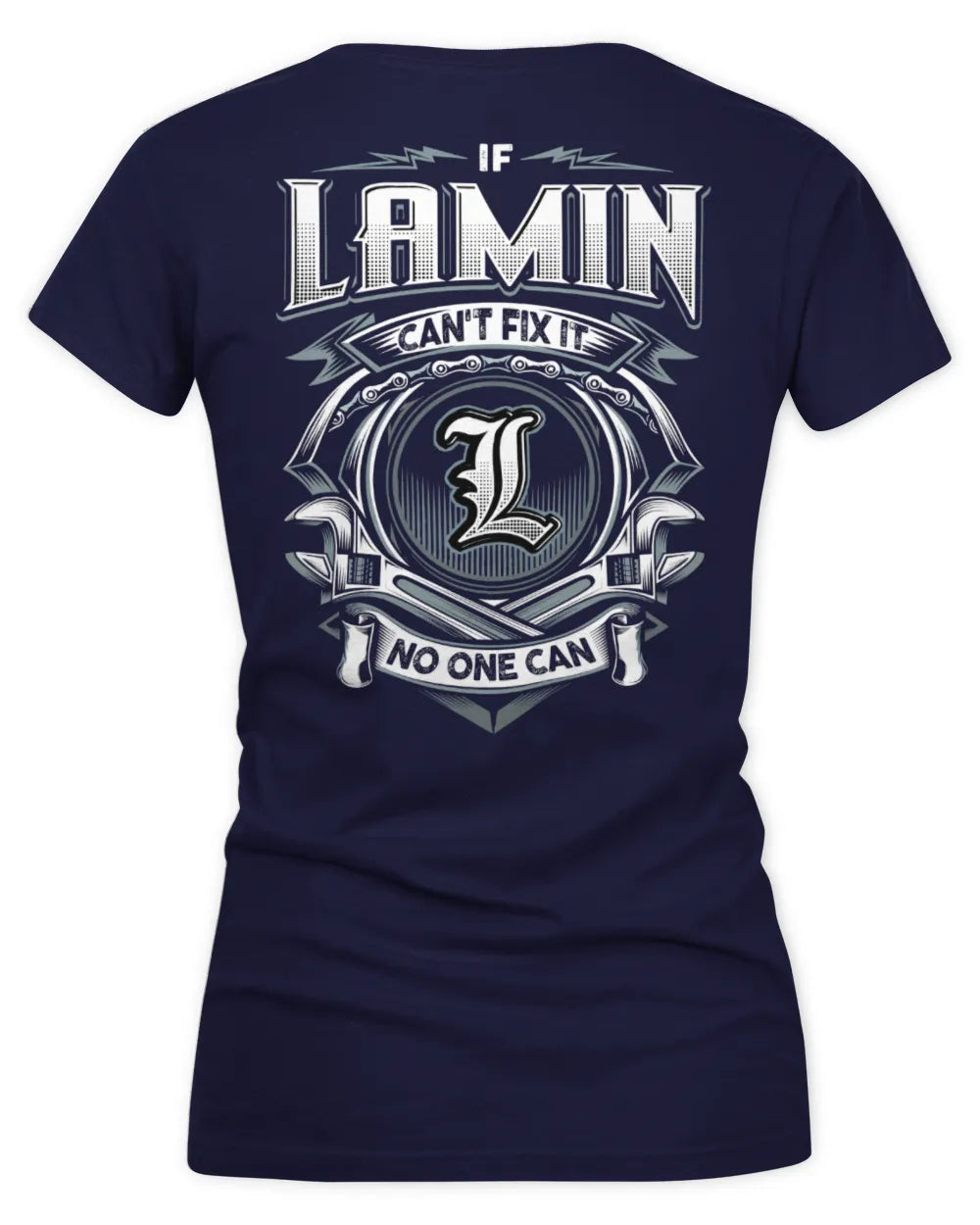 LAMIN AP81-K4-626 - Personalized Ahmed Quote Apparel “If Ahmed Can't Fix It, No One Can” - Women's V-Neck T-Shirt - Navy