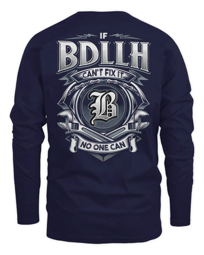 BDLLH AP81-K4-626 - Personalized Ahmed Quote Apparel “If Ahmed Can't Fix It, No One Can” - Men's Long Sleeved T-Shirt - Navy