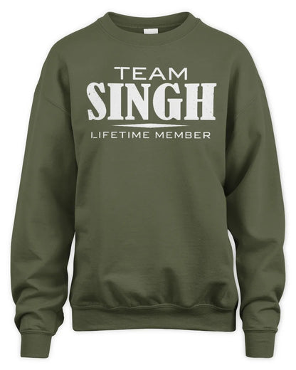 SINGH BL62-K4-128 - Personalized “Team NAME Lifetime Member” - Unisex Sweatshirt - Military Green
