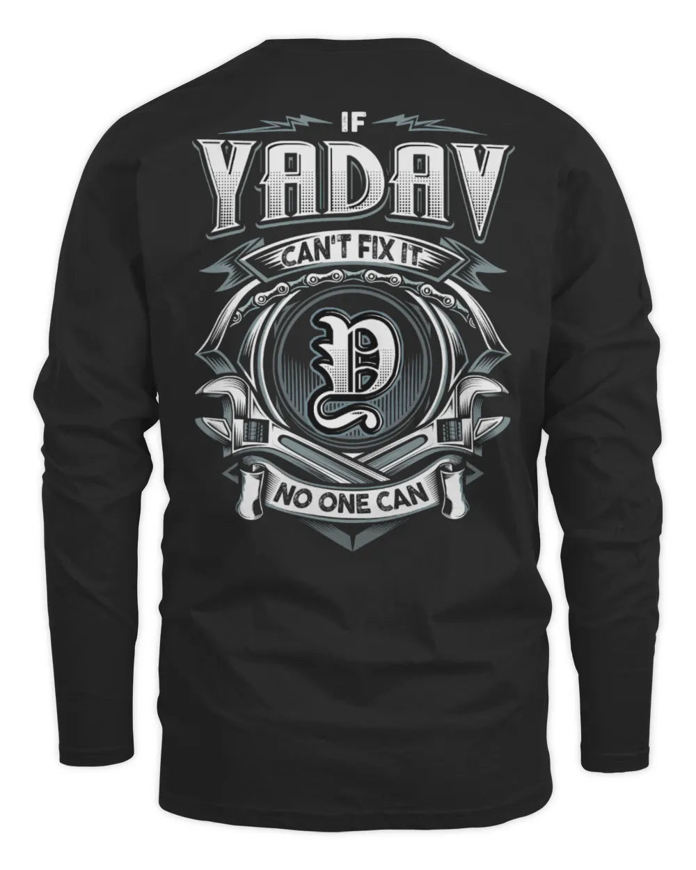 YADAV AP81-K4-626 - Personalized Ahmed Quote Apparel “If Ahmed Can't Fix It, No One Can” - Men's Long Sleeved T-Shirt - Black