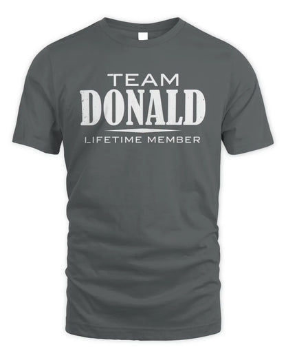 DONALD BL62-K4-128 - Personalized “Team NAME Lifetime Member” - Unisex Standard T-Shirt - Charcoal
