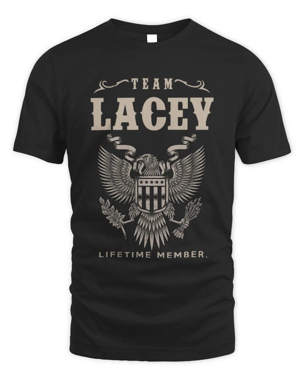 LACEY TP06-K82 – Personalized Classic Style Apparel “Team NAME Lifetime Member” - Unisex Standard T-Shirt - Black