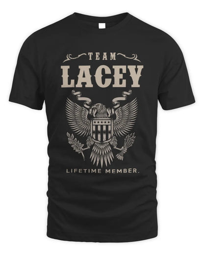LACEY TP06-K82 – Personalized Classic Style Apparel “Team NAME Lifetime Member” - Unisex Standard T-Shirt - Black