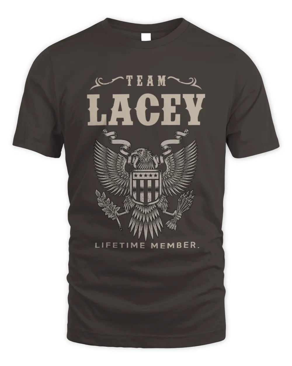 LACEY TP06-K82 – Personalized Classic Style Apparel “Team NAME Lifetime Member” - Unisex Standard T-Shirt - Dark Chocolate