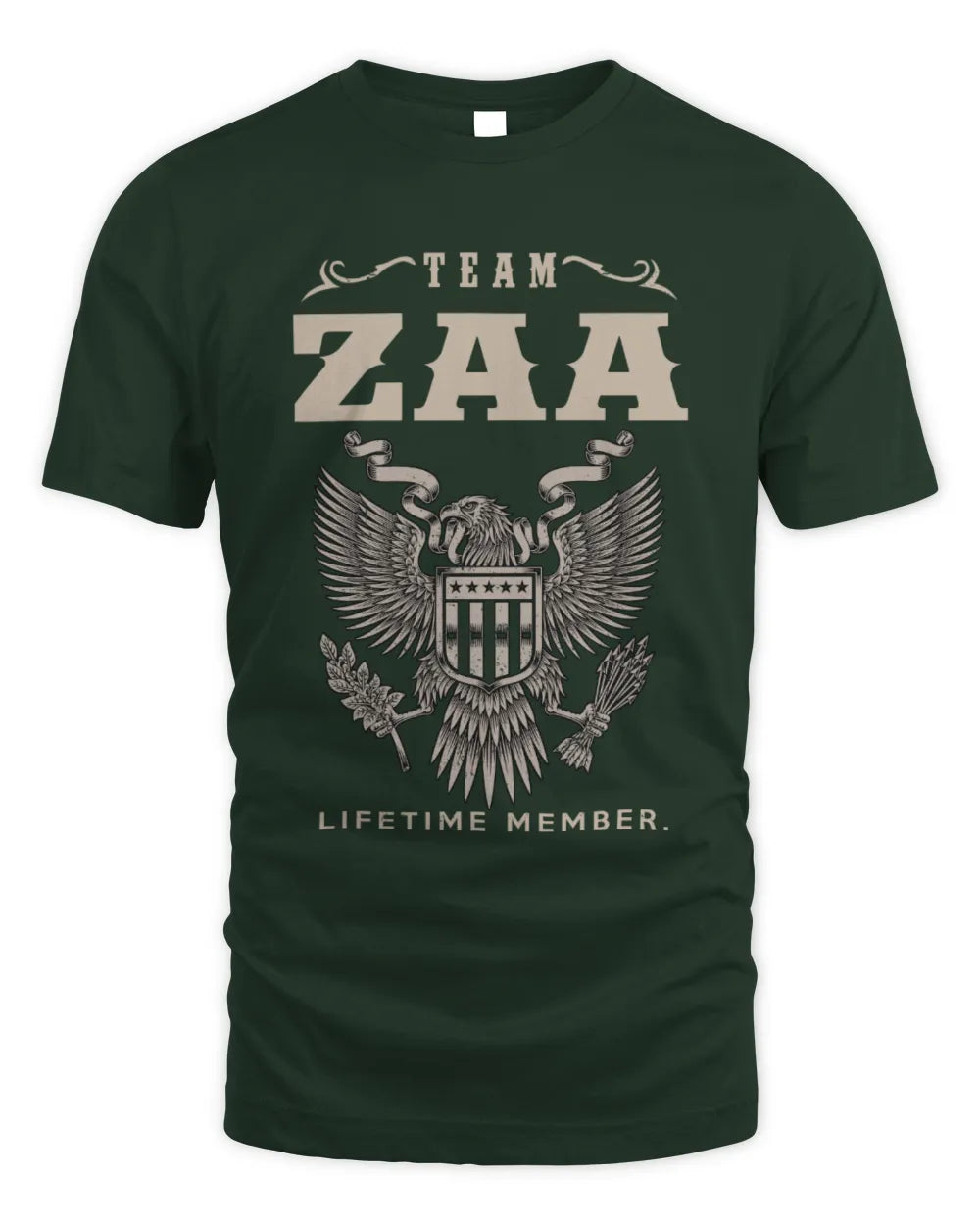 ZAA TP06-K82 – Personalized Classic Style Apparel “Team NAME Lifetime Member” - Unisex Standard T-Shirt - Forest Green