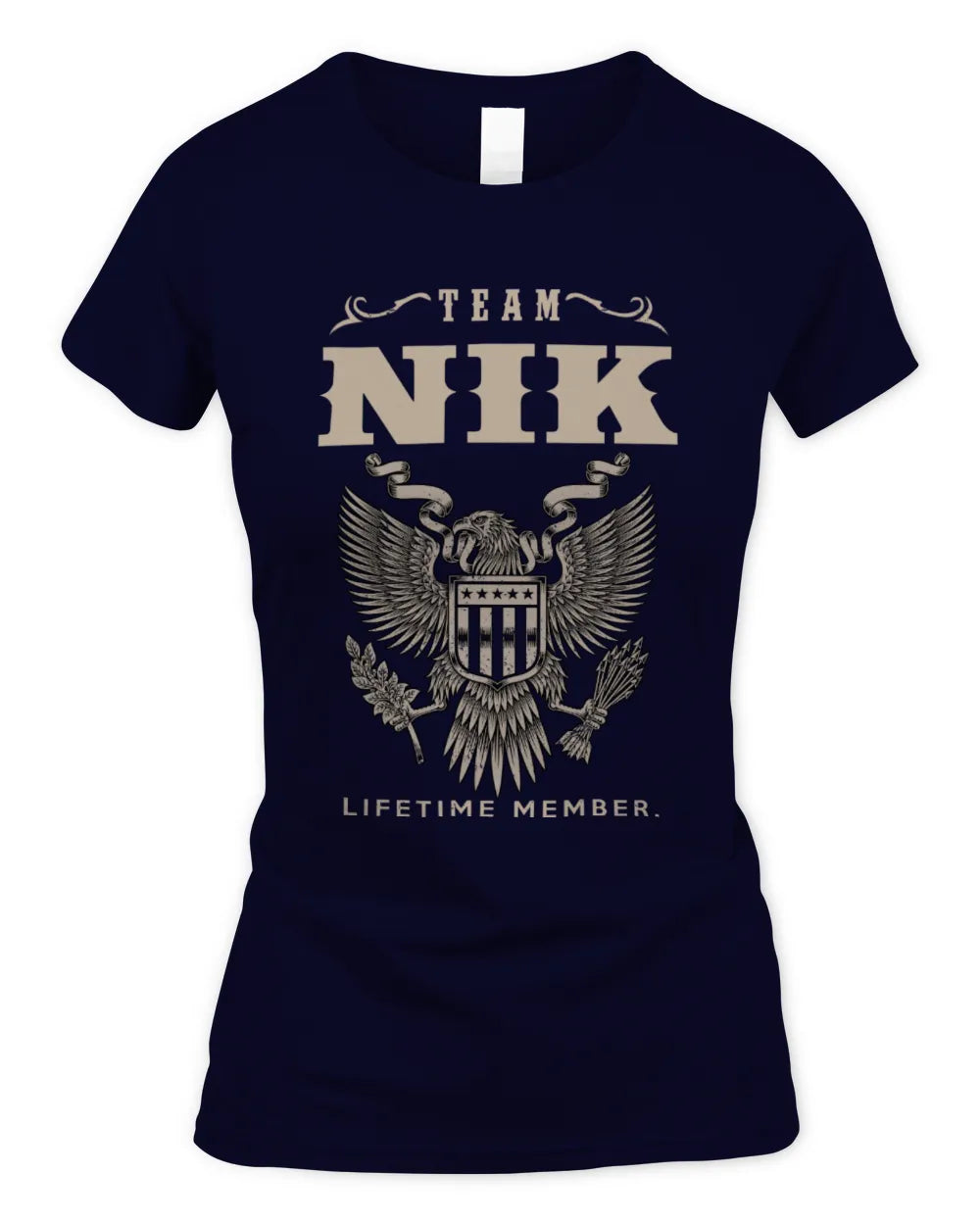 NIK TP06-K82 – Personalized Classic Style Apparel “Team NAME Lifetime Member” - Women's Standard T-Shirt - Navy