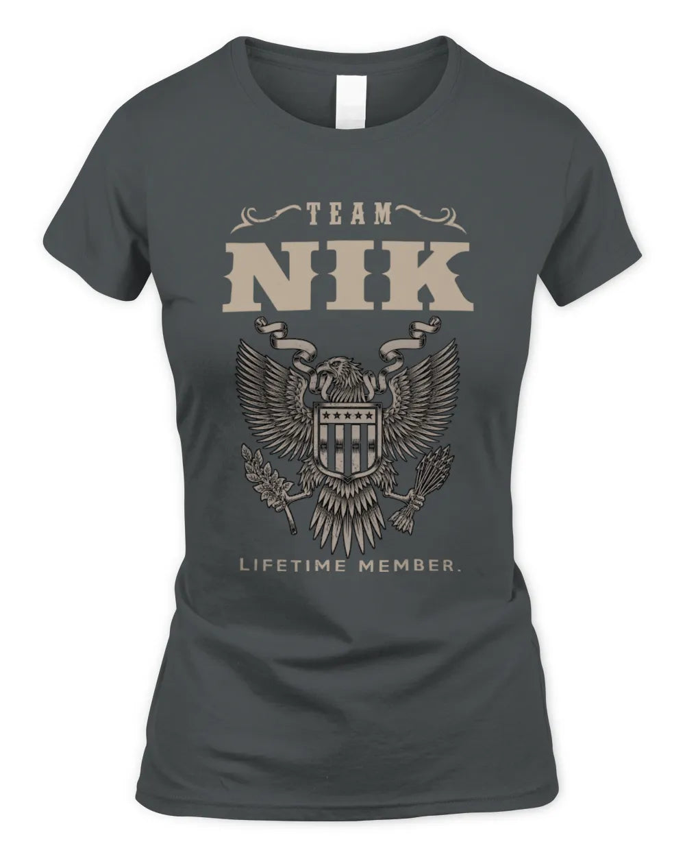 NIK TP06-K82 – Personalized Classic Style Apparel “Team NAME Lifetime Member” - Women's Standard T-Shirt - Charcoal