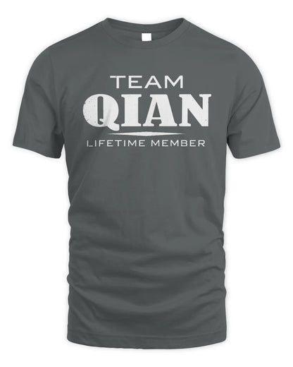 QIAN BL62-K4-128 - Personalized “Team NAME Lifetime Member” - Unisex Standard T-Shirt - Charcoal