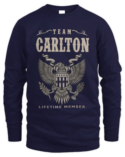 CARLTON TP06-K82 – Personalized Classic Style Apparel “Team NAME Lifetime Member” - Men's Long Sleeved T-Shirt - Navy