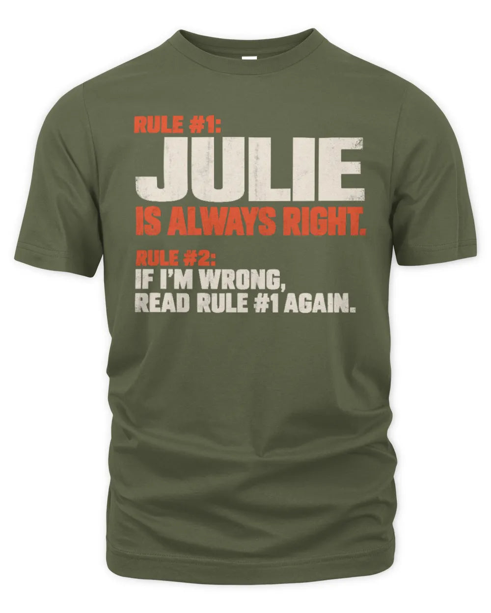 JULIE NP1-H006 - Always Right Personalized Name T-Shirt – Funny Custom Name Shirt - Unisex Standard T-Shirt - Military Green