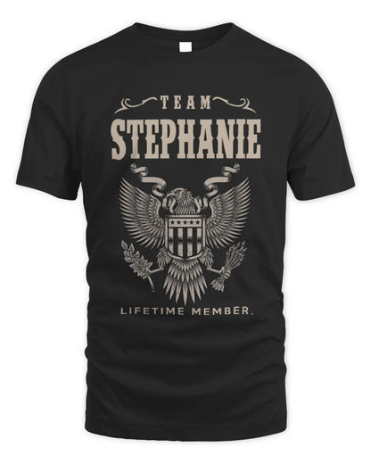 STEPHANIE TP06-K82 – Personalized Classic Style Apparel “Team NAME Lifetime Member” - Unisex Standard T-Shirt - Black