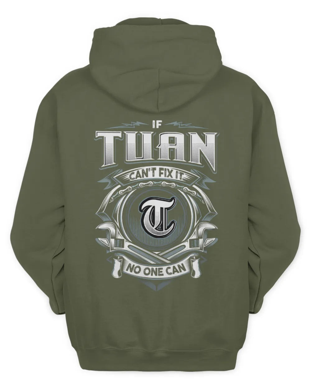 TUAN AP81-K4-626 - Personalized Ahmed Quote Apparel “If Ahmed Can't Fix It, No One Can” - Unisex Hoodie - Military Green