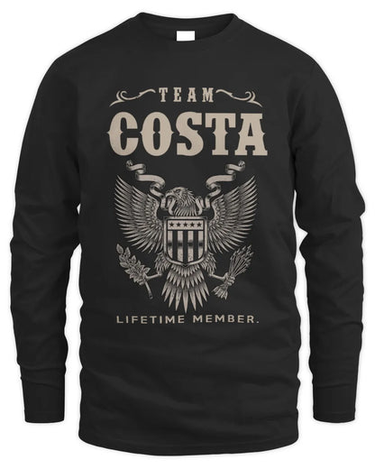 COSTA TP06-K82 – Personalized Classic Style Apparel “Team NAME Lifetime Member” - Men's Long Sleeved T-Shirt - Black