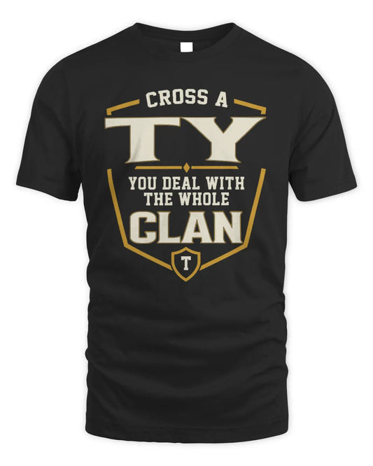 TY NT1-K008 Cross A/An NAME, You Deal With the Whole Clan | Personalized Vintage T-Shirt - Unisex Standard T-Shirt - Black