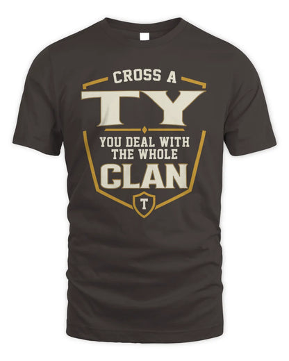 TY NT1-K008 Cross A/An NAME, You Deal With the Whole Clan | Personalized Vintage T-Shirt - Unisex Standard T-Shirt - Dark Chocolate