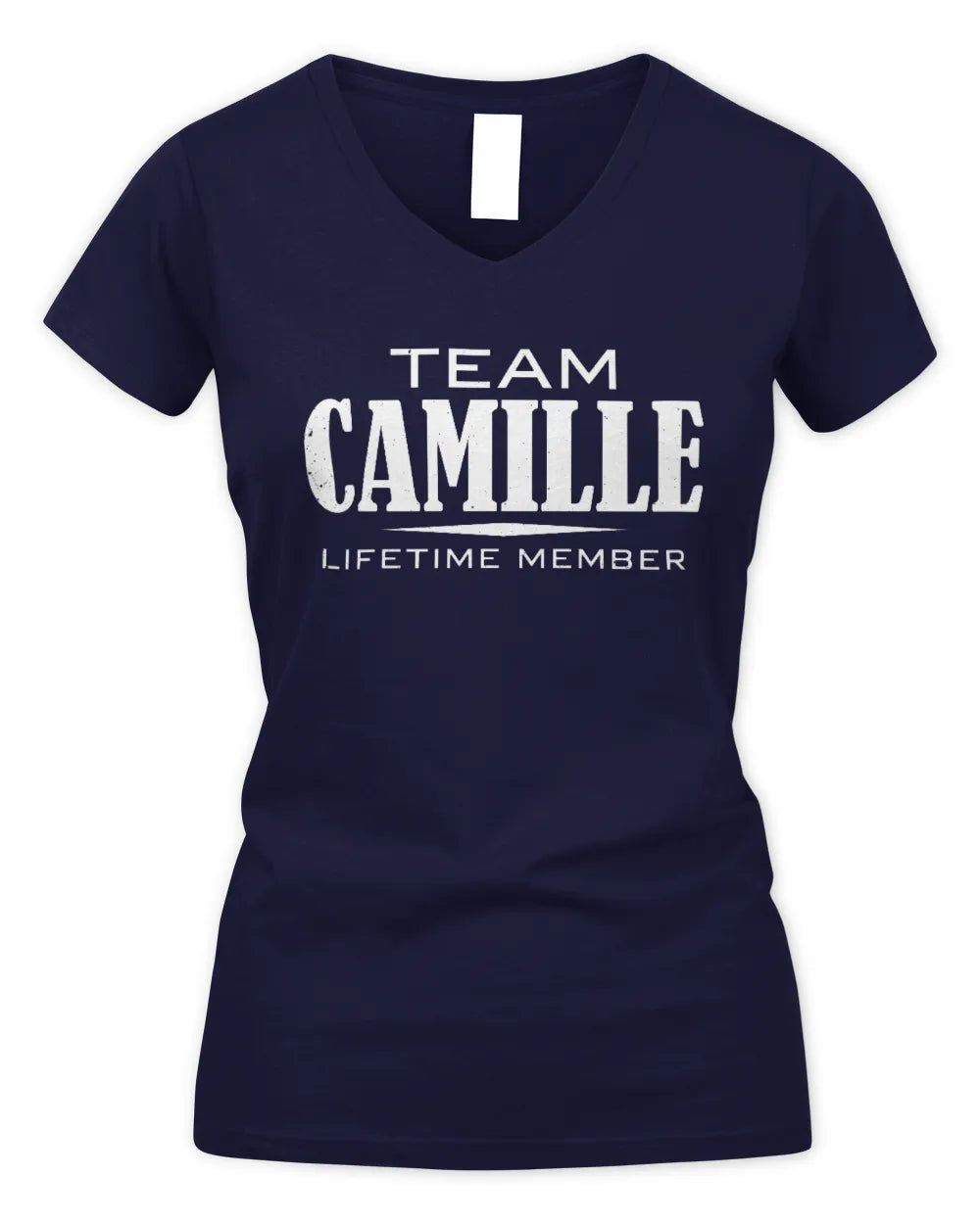 CAMILLE BL62-K4-128 - Personalized “Team NAME Lifetime Member” - Women's V-Neck T-Shirt - Navy