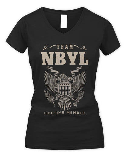 NBYL TP06-K82 – Personalized Classic Style Apparel “Team NAME Lifetime Member” - Women's V-Neck T-Shirt - Black