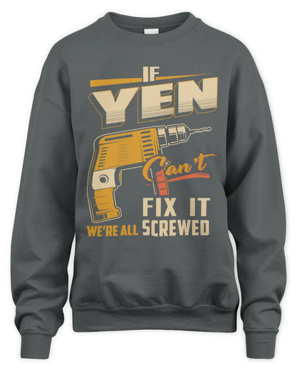 YEN TP22-K4-228 - Personalized Handyman T-Shirt “If AARON Can’t Fix It, We’re All Screwed” - Unisex Sweatshirt - Charcoal