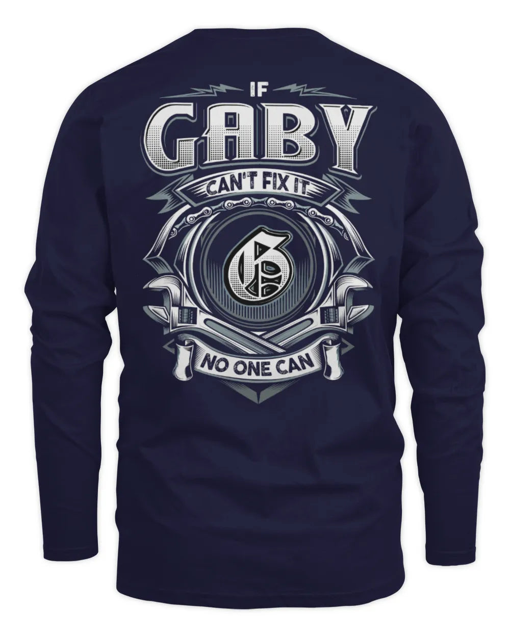 GABY AP81-K4-626 - Personalized Ahmed Quote Apparel “If Ahmed Can't Fix It, No One Can” - Men's Long Sleeved T-Shirt - Navy