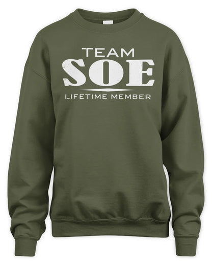 SOE BL62-K4-128 - Personalized “Team NAME Lifetime Member” - Unisex Sweatshirt - Military Green