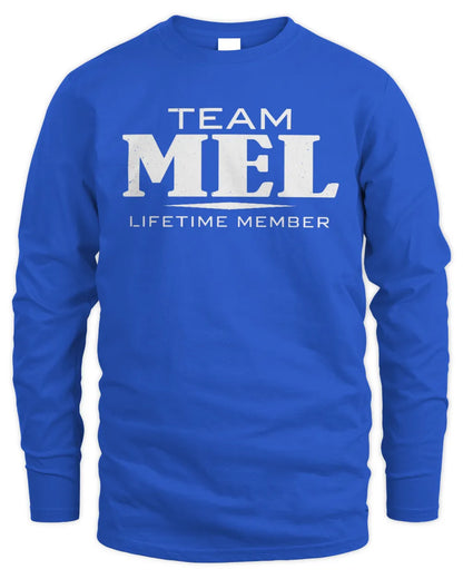 MEL BL62-K4-128 - Personalized “Team NAME Lifetime Member” - Men's Long Sleeved T-Shirt - Royal
