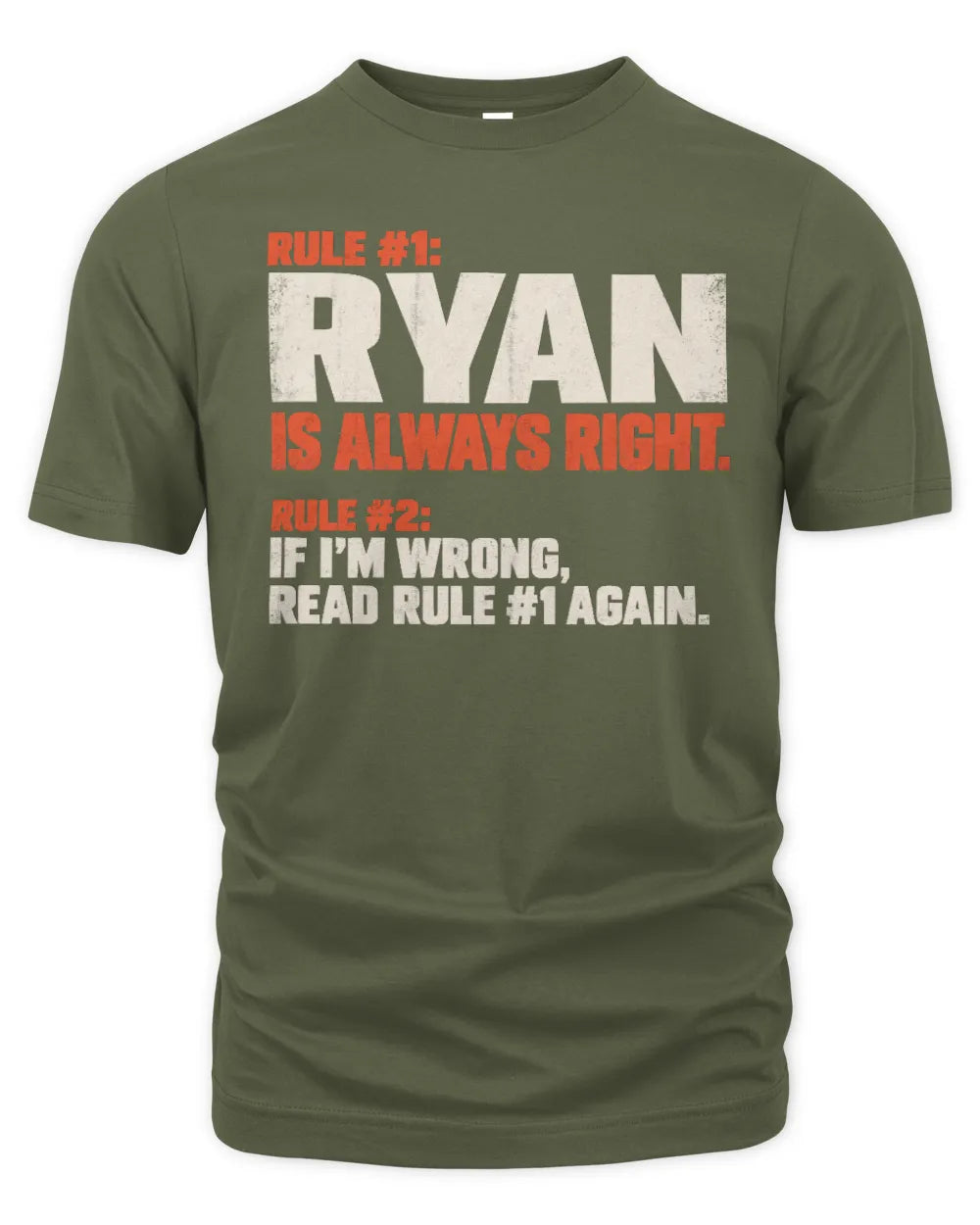 RYAN NP1-H006 - Always Right Personalized Name T-Shirt – Funny Custom Name Shirt - Unisex Standard T-Shirt - Military Green
