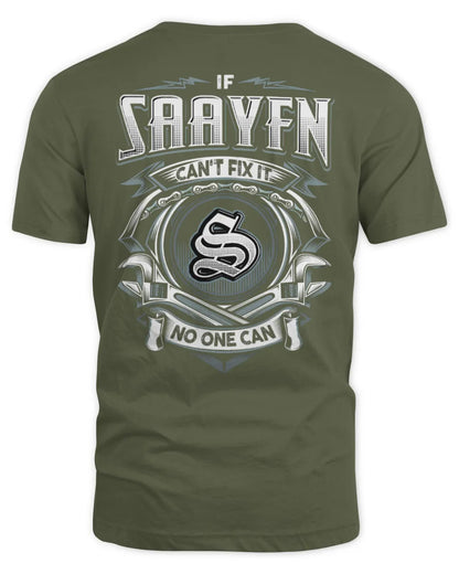 SAAYFN AP81-K4-626 - Personalized Ahmed Quote Apparel “If Ahmed Can't Fix It, No One Can” - Unisex Standard T-Shirt - Military Green