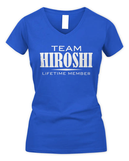 HIROSHI BL62-K4-128 - Personalized “Team NAME Lifetime Member” - Women's V-Neck T-Shirt - Royal