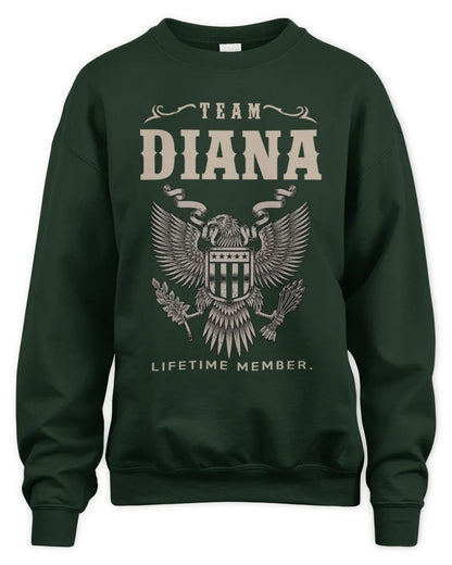 DIANA TP06-K82 – Personalized Classic Style Apparel “Team NAME Lifetime Member” - Unisex Sweatshirt - Forest Green
