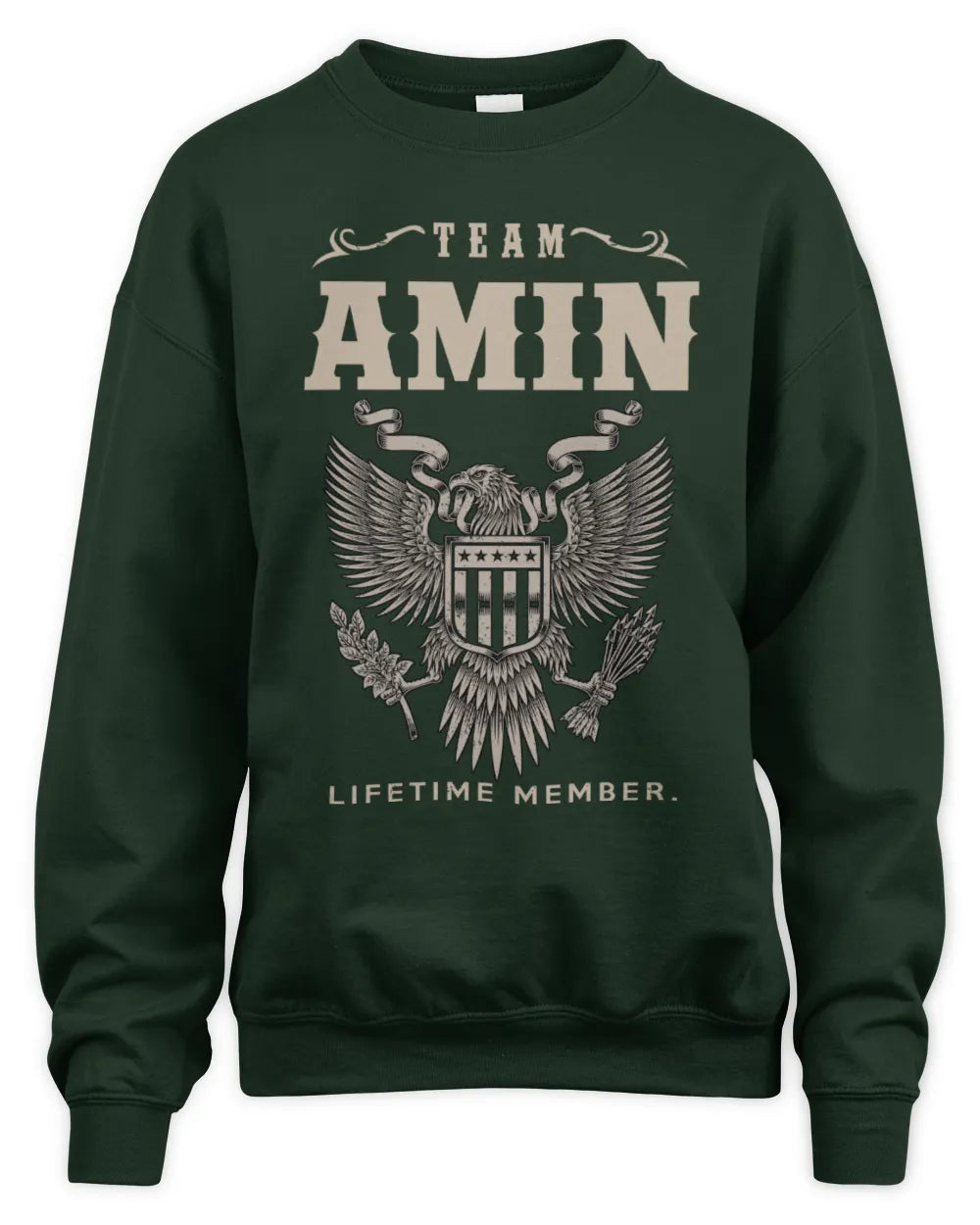 AMIN TP06-K82 – Personalized Classic Style Apparel “Team NAME Lifetime Member” - Unisex Sweatshirt - Forest Green