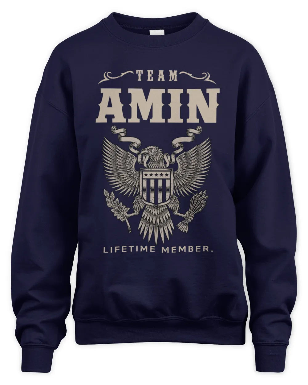 AMIN TP06-K82 – Personalized Classic Style Apparel “Team NAME Lifetime Member” - Unisex Sweatshirt - Navy
