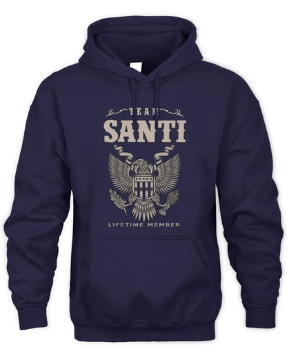 SANTI TP06-K82 – Personalized Classic Style Apparel “Team NAME Lifetime Member” - Unisex Hoodie - Navy