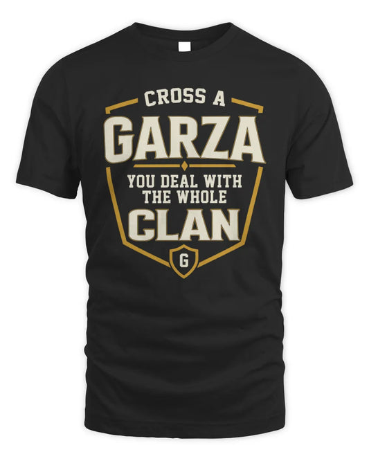 GARZA NT1-K008 Cross A/An NAME, You Deal With the Whole Clan | Personalized Vintage T-Shirt - Unisex Standard T-Shirt - Black