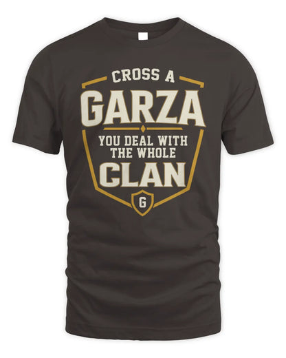 GARZA NT1-K008 Cross A/An NAME, You Deal With the Whole Clan | Personalized Vintage T-Shirt - Unisex Standard T-Shirt - Dark Chocolate