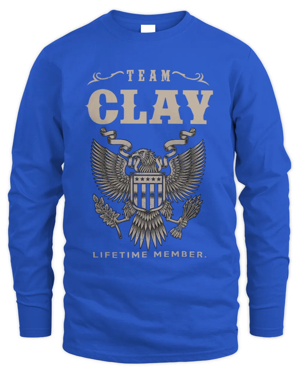 CLAY TP06-K82 – Personalized Classic Style Apparel “Team NAME Lifetime Member” - Men's Long Sleeved T-Shirt - Royal