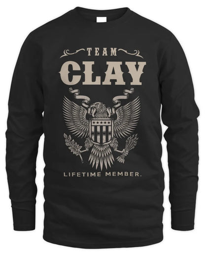 CLAY TP06-K82 – Personalized Classic Style Apparel “Team NAME Lifetime Member” - Men's Long Sleeved T-Shirt - Black