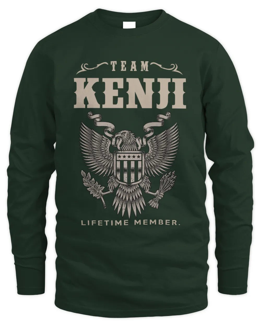 KENJI TP06-K82 – Personalized Classic Style Apparel “Team NAME Lifetime Member” - Men's Long Sleeved T-Shirt - Forest Green