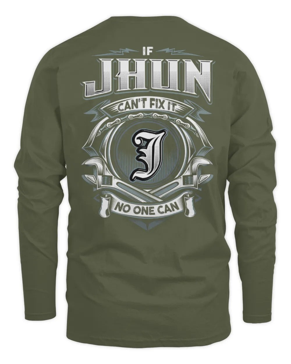 JHUN AP81-K4-626 - Personalized Ahmed Quote Apparel “If Ahmed Can't Fix It, No One Can” - Men's Long Sleeved T-Shirt - Military Green