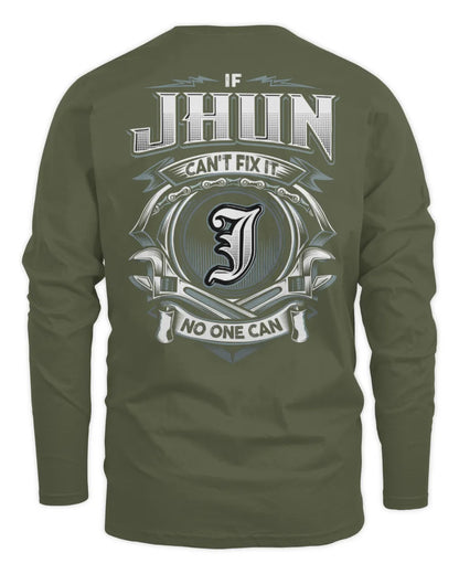 JHUN AP81-K4-626 - Personalized Ahmed Quote Apparel “If Ahmed Can't Fix It, No One Can” - Men's Long Sleeved T-Shirt - Military Green