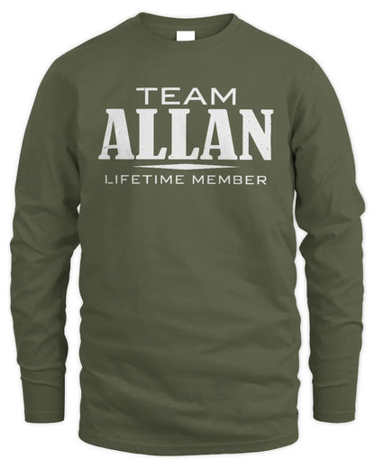 ALLAN BL62-K4-128 - Personalized “Team NAME Lifetime Member” - Men's Long Sleeved T-Shirt - Military Green