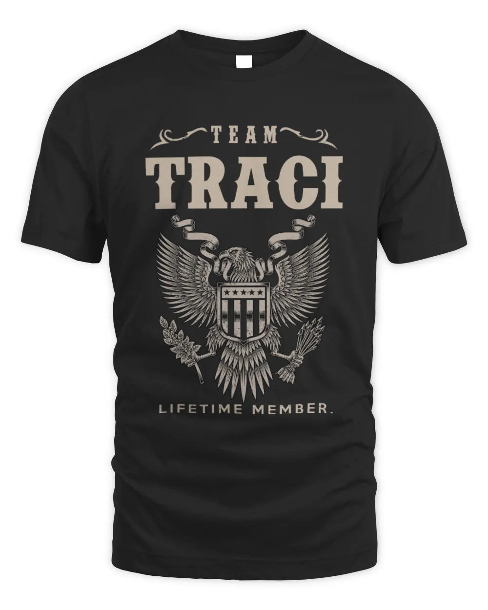 TRACI TP06-K82 – Personalized Classic Style Apparel “Team NAME Lifetime Member” - Unisex Standard T-Shirt - Black