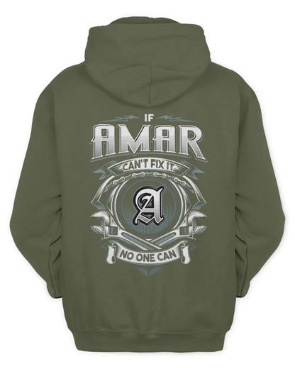 AMAR AP81-K4-626 - Personalized Ahmed Quote Apparel “If Ahmed Can't Fix It, No One Can” - Unisex Hoodie - Military Green
