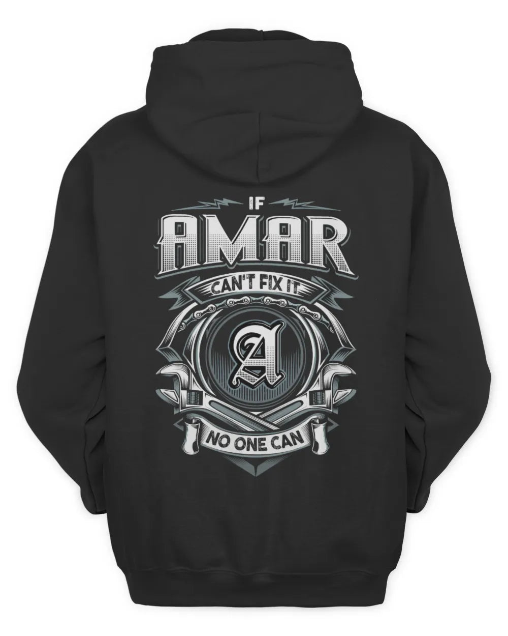 AMAR AP81-K4-626 - Personalized Ahmed Quote Apparel “If Ahmed Can't Fix It, No One Can” - Unisex Hoodie - Black