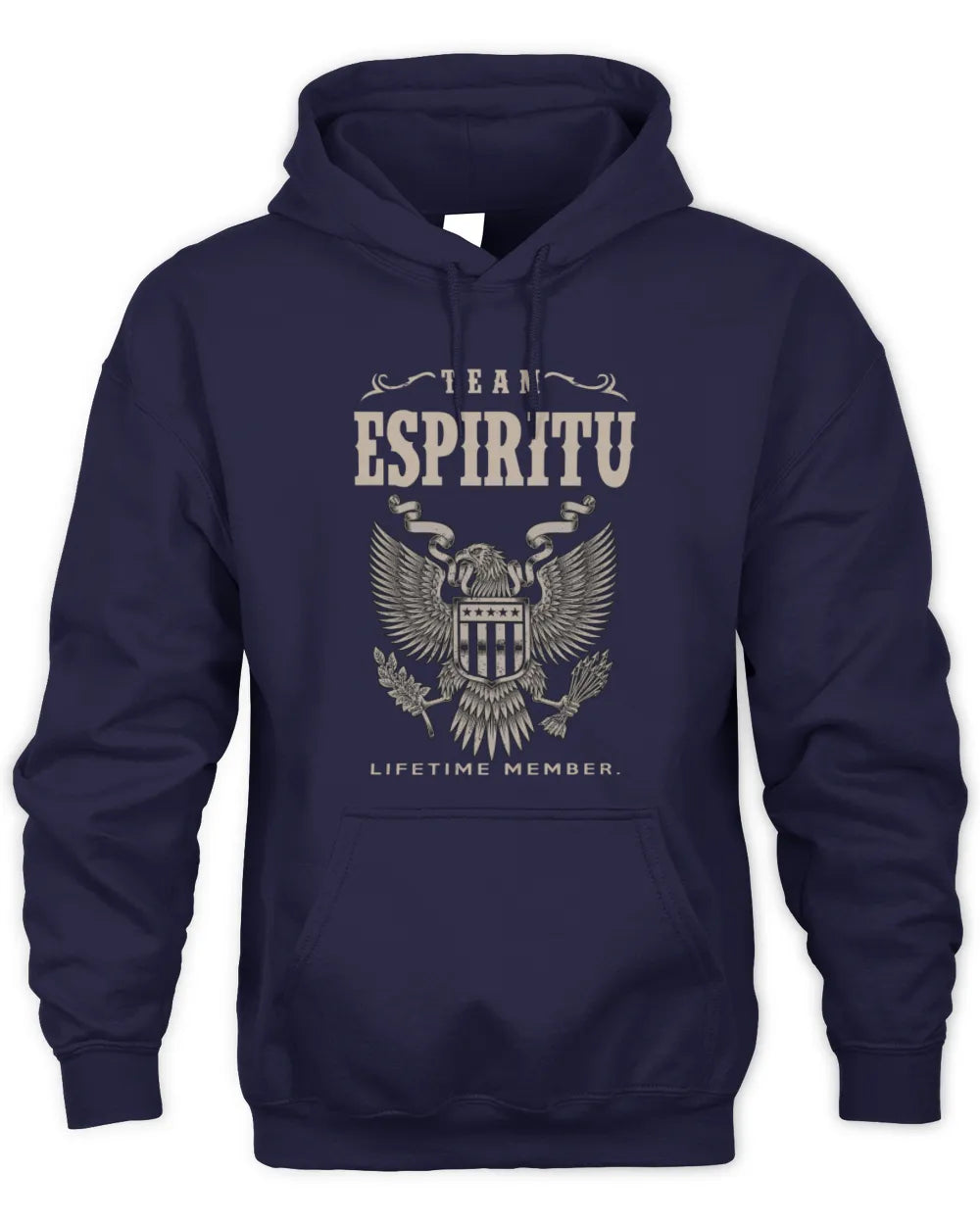 ESPIRITU TP06-K82 – Personalized Classic Style Apparel “Team NAME Lifetime Member” - Unisex Hoodie - Navy